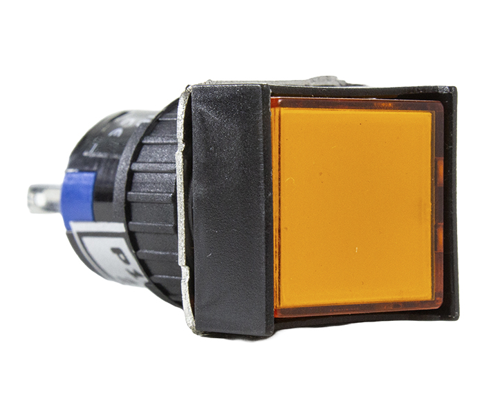 Sinalizador Quadrado LED Plástico 16mm - 12VCA/VCC - Laranja
