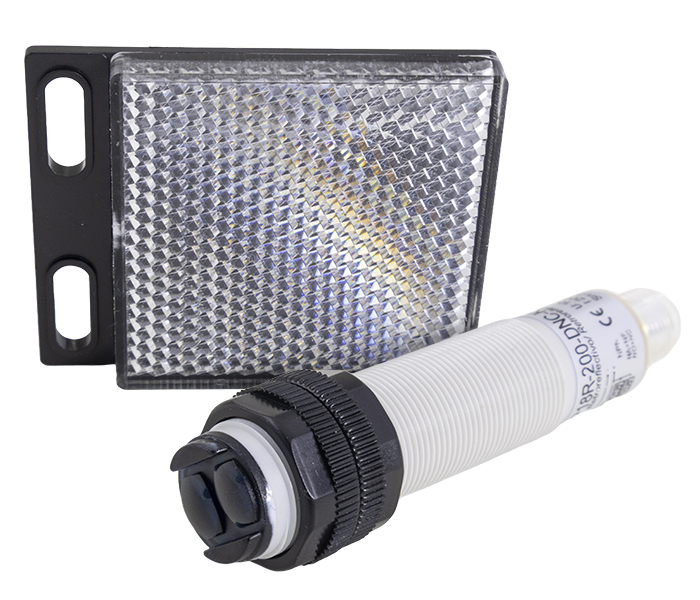 Sensor Fotoelétrico Retroreflectivo NPN 2m - 10/30VCC - NA+ NF - NA+NF - Conexão M12