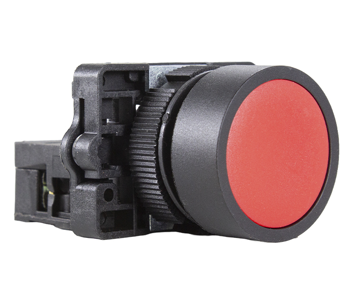 Botão Pulsador Faceado Plástico 22mm - Vermelho - 1NF