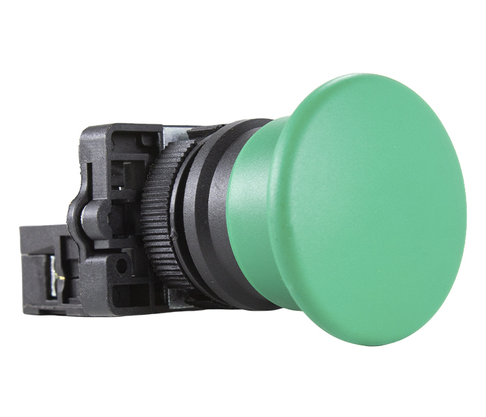 Botão Pulsador Cogumelo Plástico 22mm - Verde - 1NA