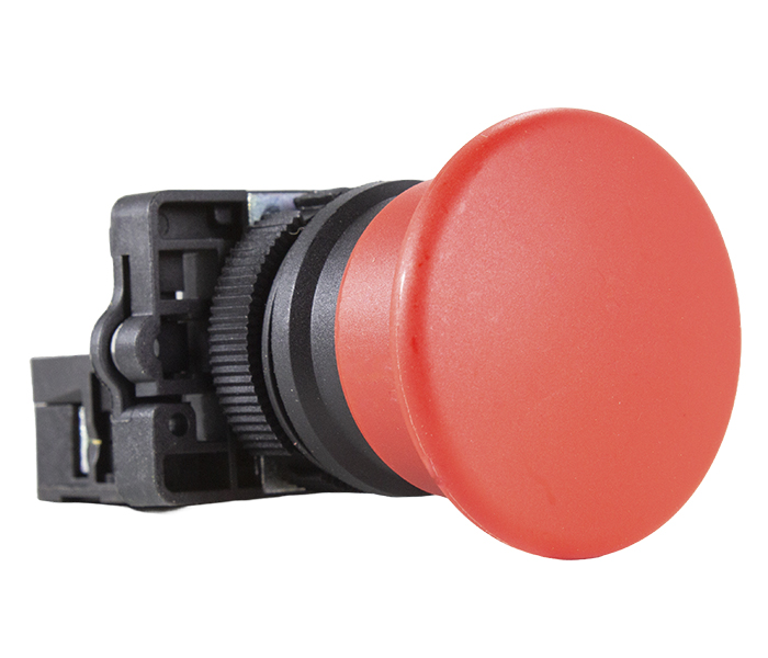 Botão Pulsador Cogumelo Plástico 22mm - Vermelho - 1NA