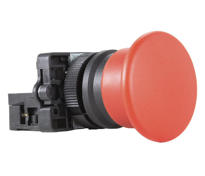 Botão Pulsador Cogumelo Plástico 22mm - Vermelho - 1NF
