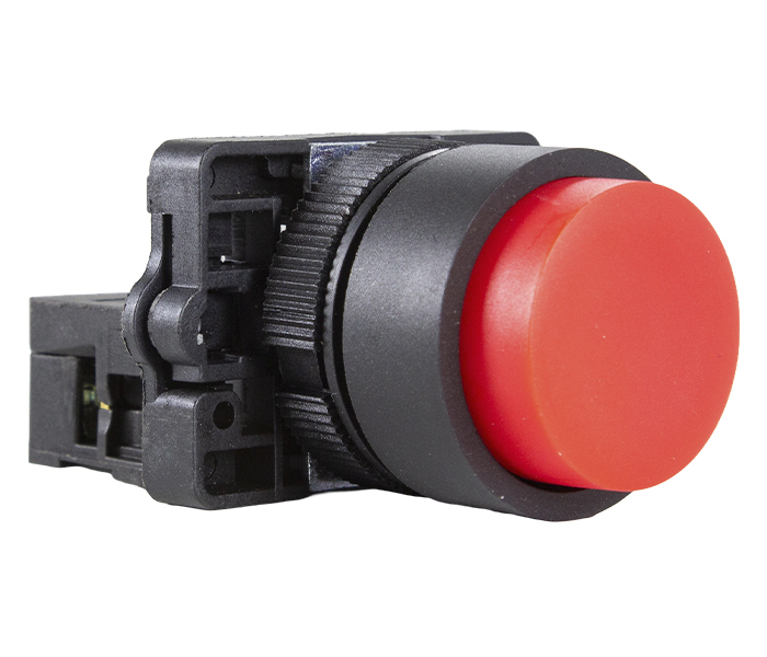 Botão Pulsador Não Faceado Plástico 22mm - Vermelho - 1NF