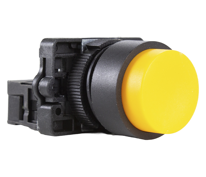 Botão Pulsador Não Faceado Plástico 22mm - Amarelo - 1NA