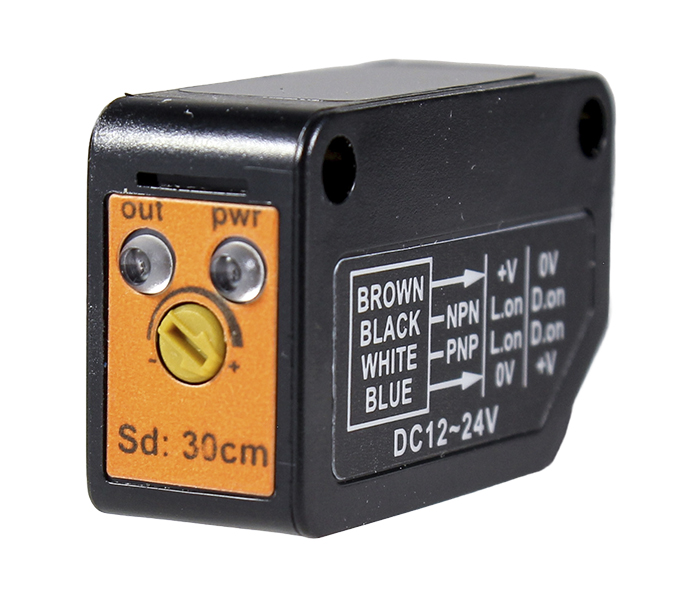 Sensor Fotoelétrico Difuso 30cm - 12/24VCC NPN/PNP