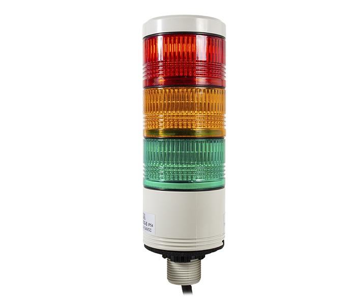 Sinalizador Torre LED 52mm Luz Contínua / Pulsante - 24VCA/VCC - Vermelho / Laranja / Verde