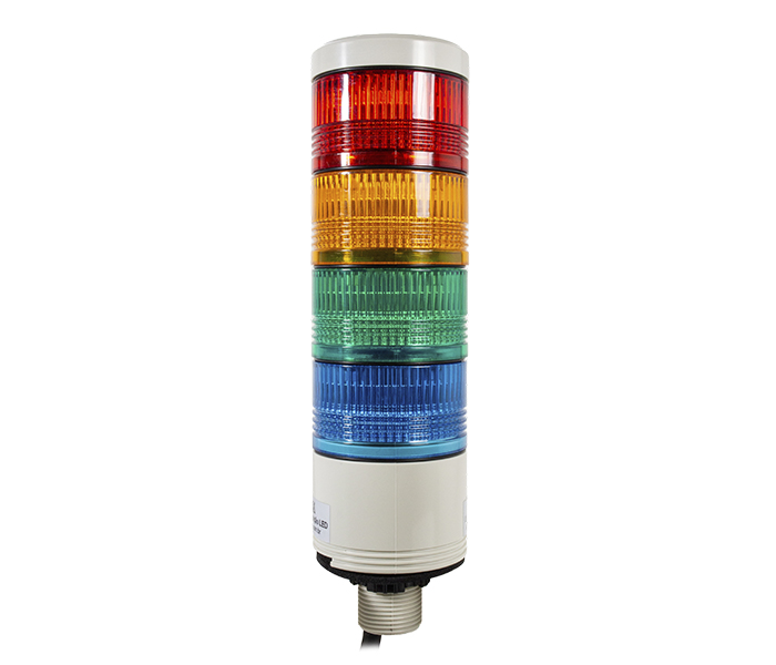 Sinalizador Torre LED 52mm Luz Contínua / Pulsante - 24VCA/VCC - Vermelho / Laranja / Verde / Azul