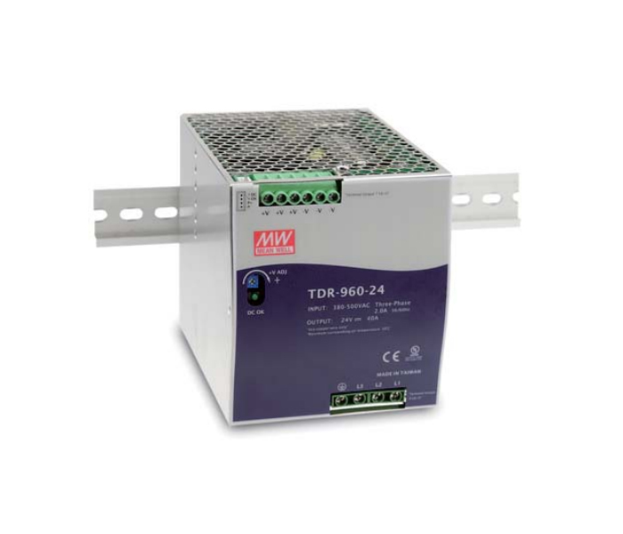 Fonte Chaveada Mean Well Trifásico 960W Montagem em Trilho DIN - 340-550V 24V-40A