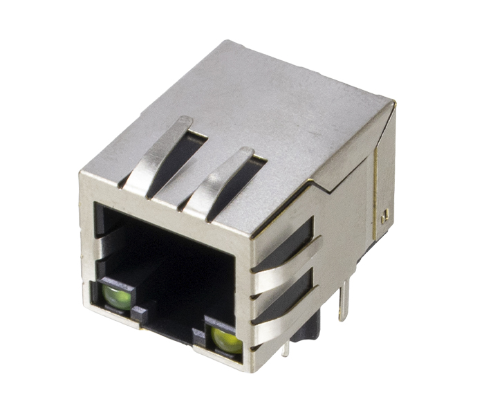 Conector RJ45 - 8p8c - PTH - 90 Graus - LEDs - Tab-Down