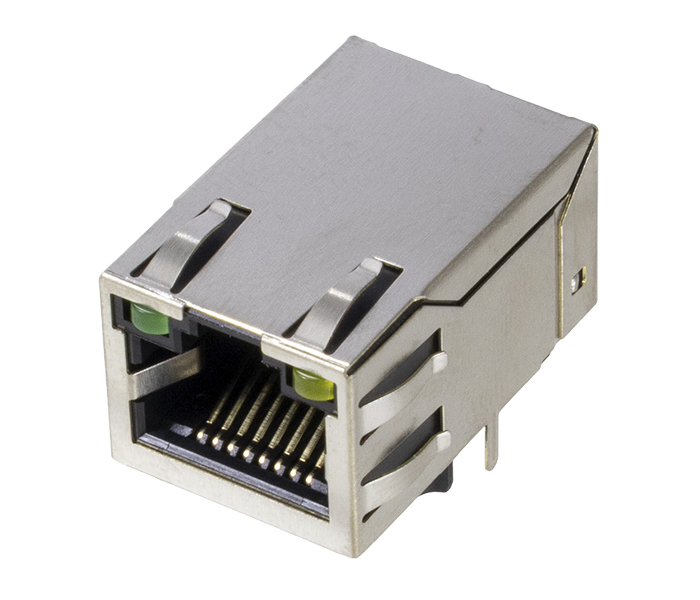 Conector RJ45 - 8p8c - PTH - 90 Graus - LEDs - Tab-Up