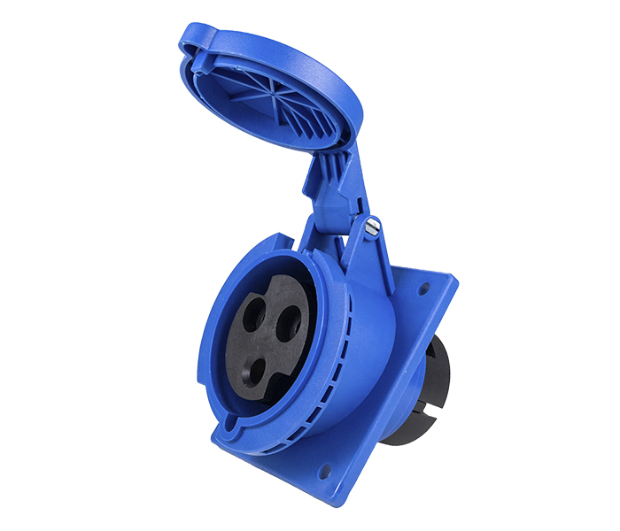 Tomada para Painel Inclinada 32A 2P+E-6H - Azul - IP44