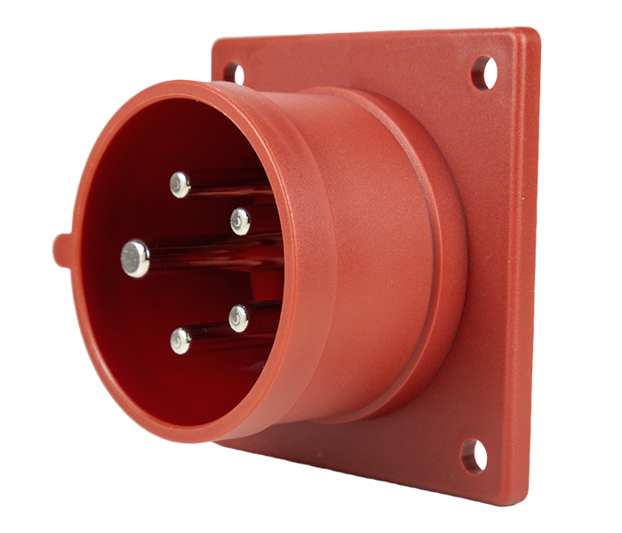 Tomada para Painel Negativa 16A 3P+N+E-6H -Vermelho - IP44