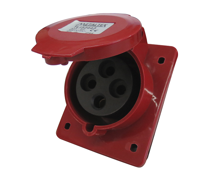 Tomada para Painel Inclinada 32A 3P+E-6H - Vermelho - IP67