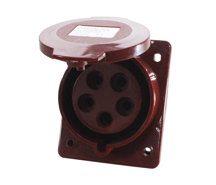 Tomada para Painel Inclinada 32A 3P+N+E-6H - Vermelho - IP67