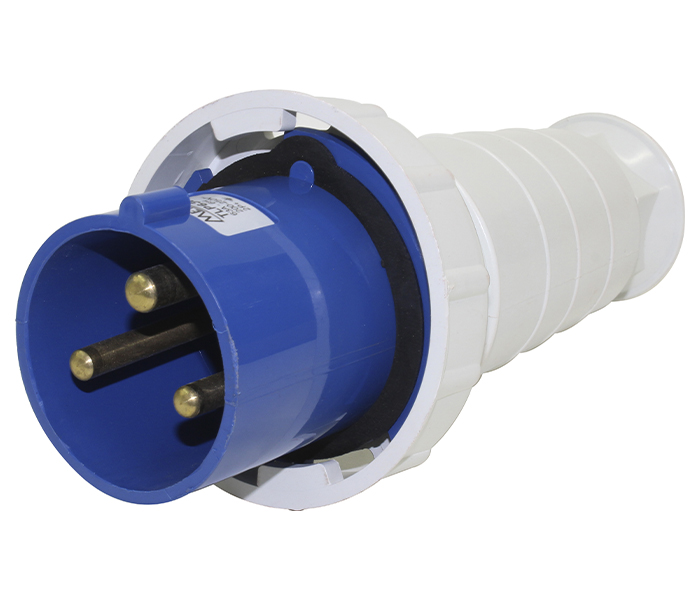 Plugue Macho 63A 2P+E-6H - Azul - IP44
