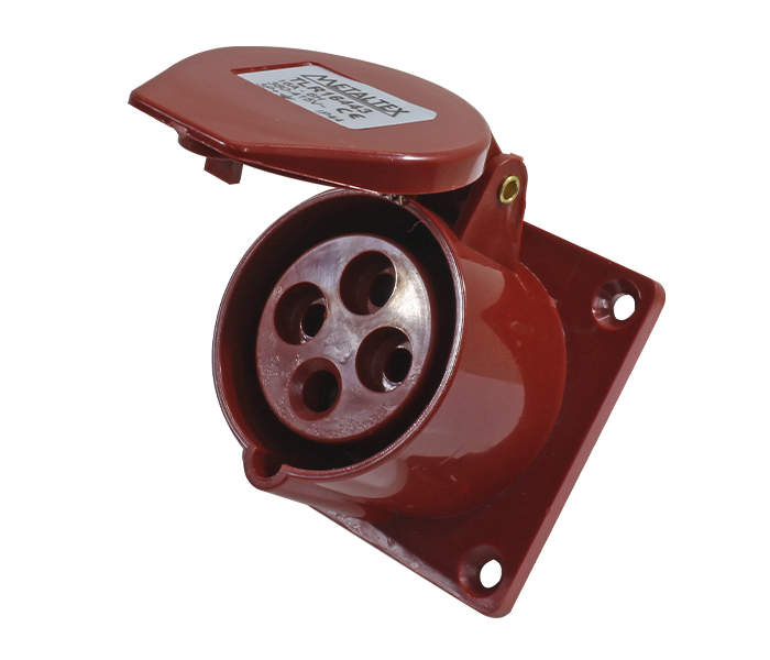 Tomada para Painel 16A 3P+E-6H - Vermelho - IP67