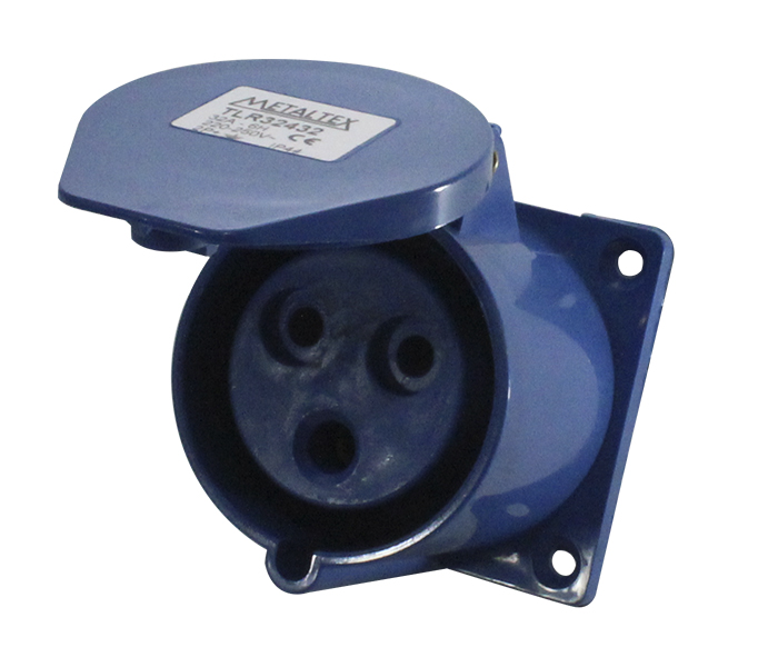 Tomada para Painel 32A 2P+E-6H - Azul - IP44