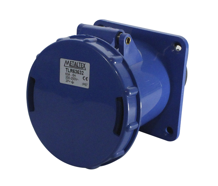 Tomada para Painel 63A 2P+E-6H - Azul - IP44