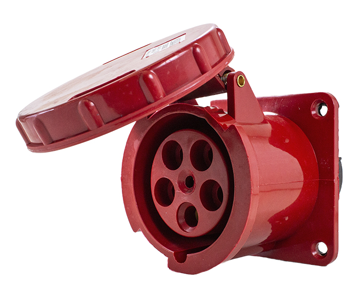 Tomada para Painel 63A 3P+N+E-6H - Vermelho - IP67