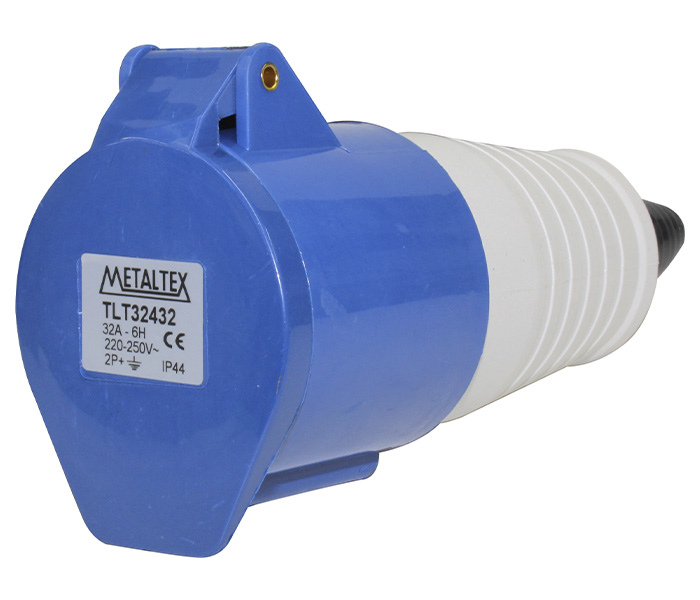 Acoplamento Industrial 32A 2P+E-6H - Azul - IP44
