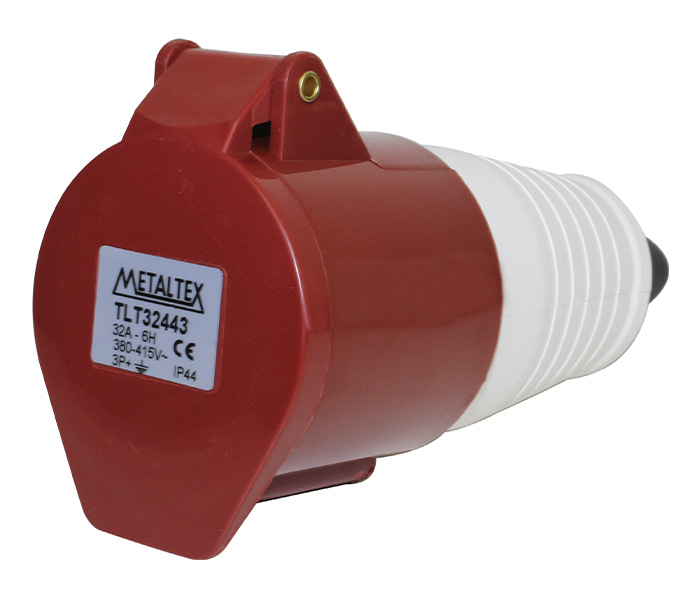 Acoplamento Industrial 32A 3P+E-6H - Vermelho - IP67