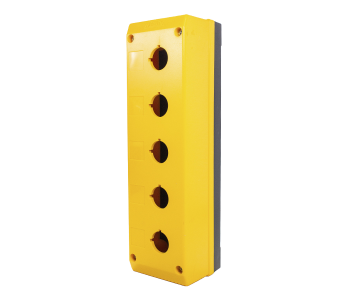 Caixa Plástica Para Botão com 5 Furos 22mm - Amarelo