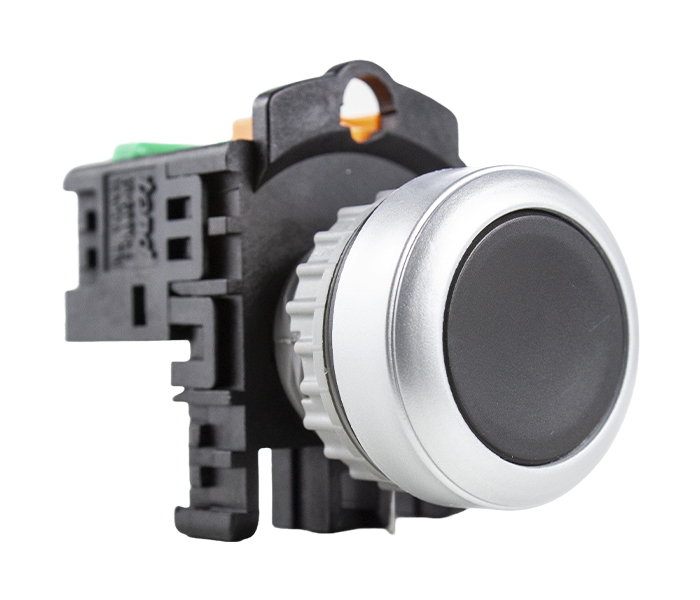 Botão Pulsador Faceado 22mm - Preto - 1NA