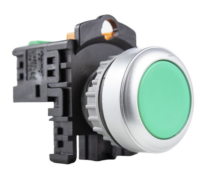 Botão Pulsador Faceado 22mm - Verde - 1NA