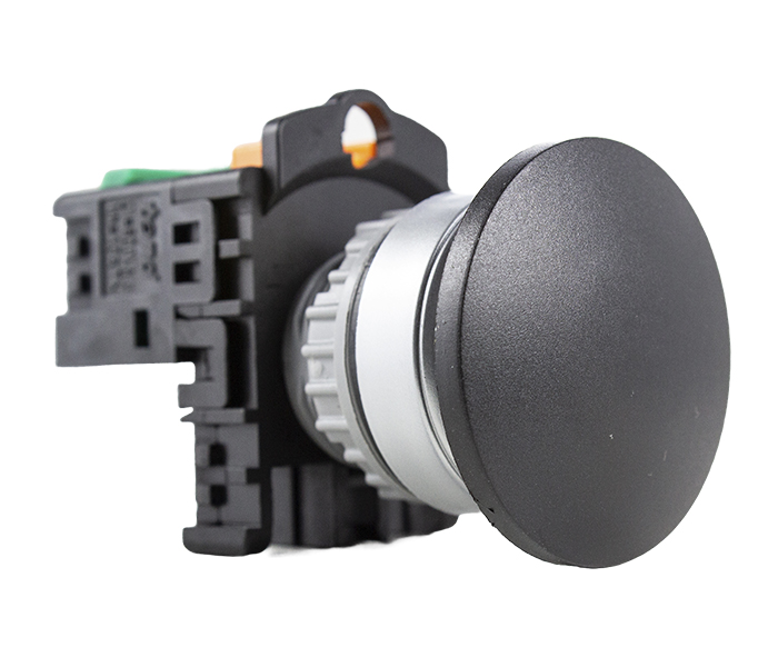 Botão Pulsador Cogumelo 22mm - Preto - 1NA