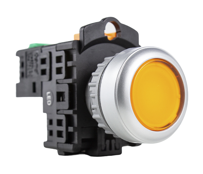 Botão Pulsador Iluminado 22mm - 220VCA - Laranja - 1NA