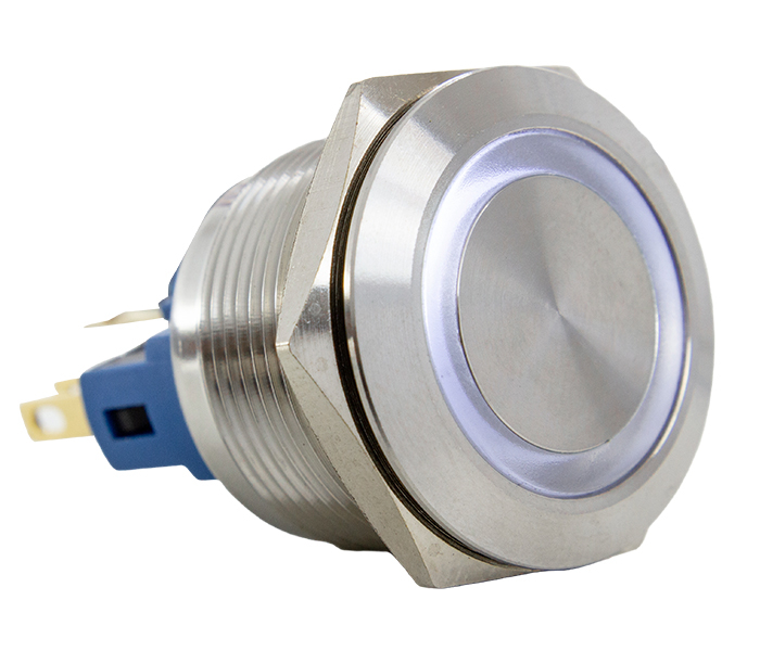 Botão Antivandalismo Iluminado 22mm com Legenda - 110/220VCA - Branco - 1NA+1NF
