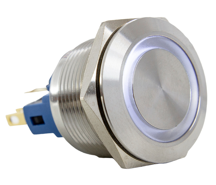 Botão Antivandalismo Iluminado Alternado 22mm com Legenda - 12VCA/VCC - Branco - 1NA+1NF