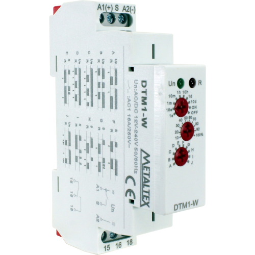 DTM1-W - Temporizador analógico multifunção - multitempo - 1  relé