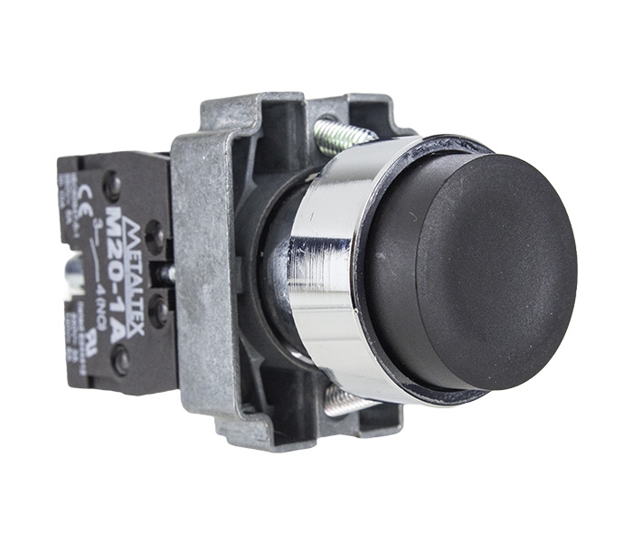 Botão Pulsador Não Faceado Metálico 22mm - Preto - 1NA