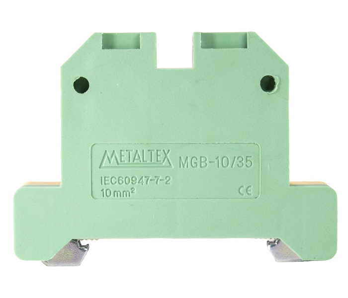 Borne Terra 10mm² com Capa para Trilhos TS35 - Verde/Amarelo