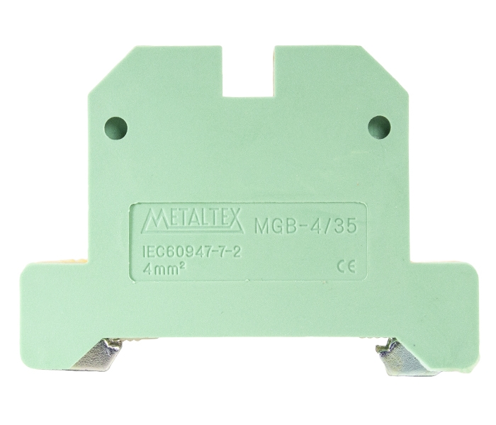 Borne Terra 4mm² com Capa para Trilhos TS35 - Verde/Amarelo
