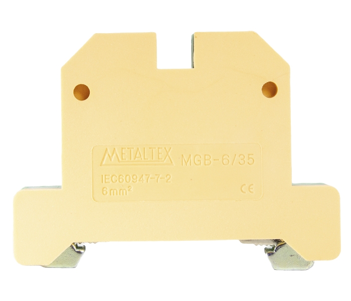 Borne Terra 6mm² com Capa para Trilhos TS35 - Verde/Amarelo