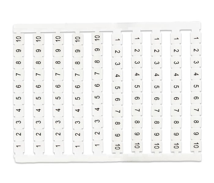 Cartela com 100 Identificadores de 1 a 10 para Borne M