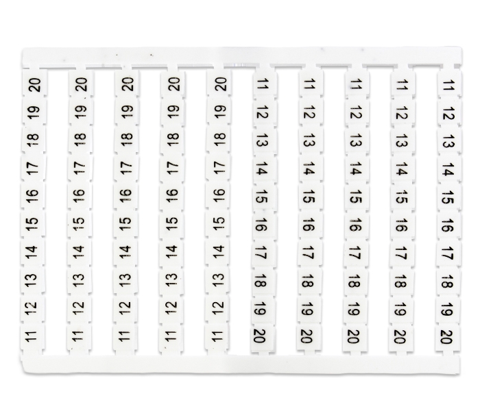 Cartela com 100 Identificadores de 11 a 20 para Borne M