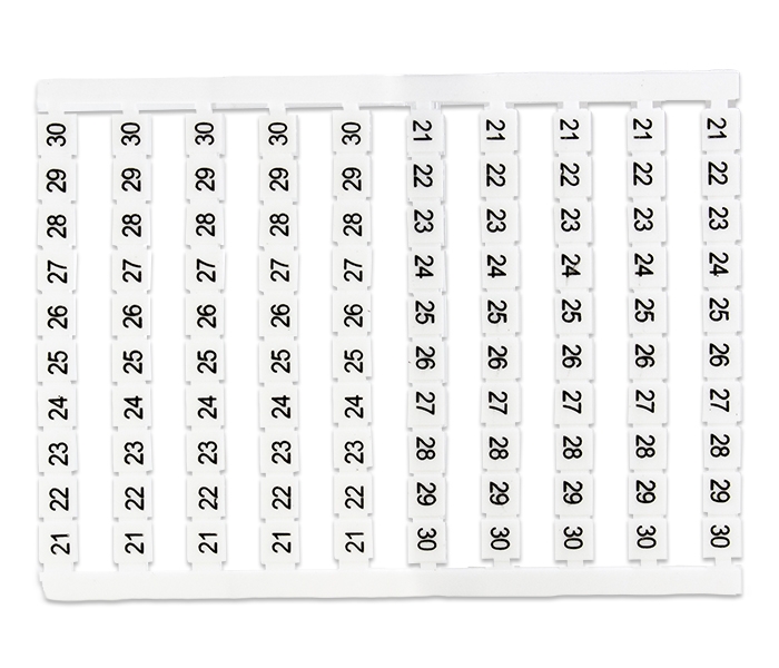 Cartela com 100 Identificadores de 21 a 30 para Borne M