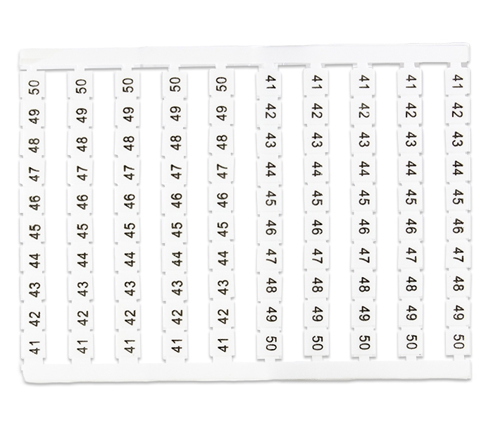 Cartela com 100 Identificadores de 41 a 50 para Borne M