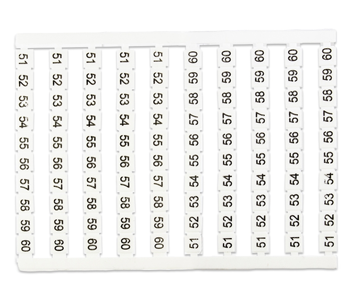 Cartela com 100 Identificadores de 51 a 60 para Borne M