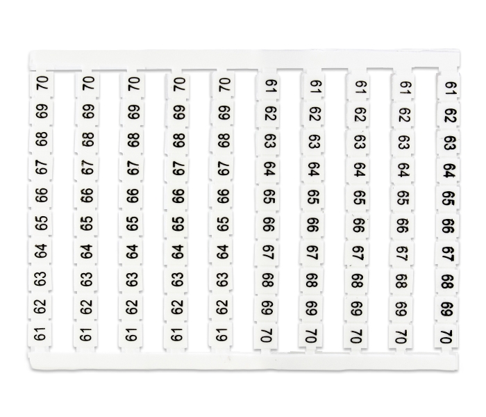 Cartela com 100 Identificadores de 61 a 70 para Borne M