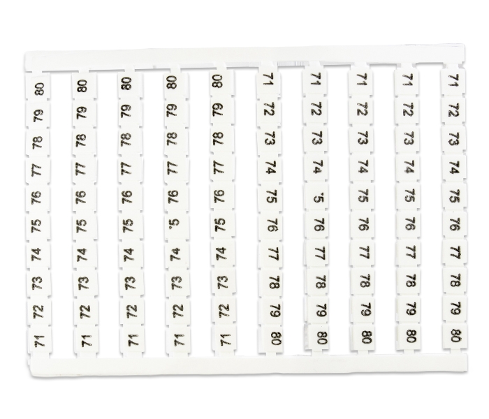 Cartela com 100 Identificadores de 71 a 80 para Borne M