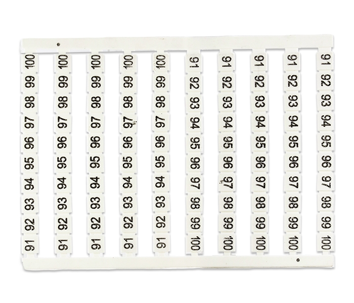 Cartela com 100 Identificadores de 91 a 100 para Borne M