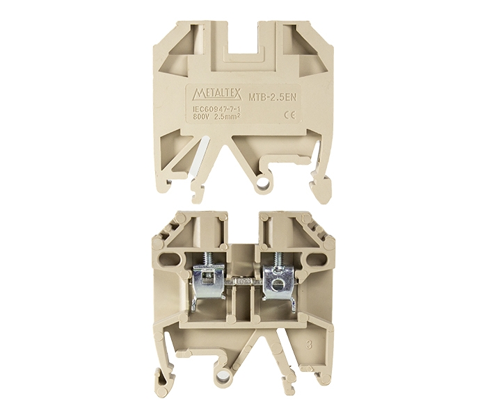 Borne Passagem 2,5mm² para Trilhos TS32/TS35 - Bege