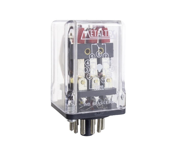 Relés Industrial 3 REV - Bobina de 110VCA - Capacidade 12A - 11 Pinos Plug-in