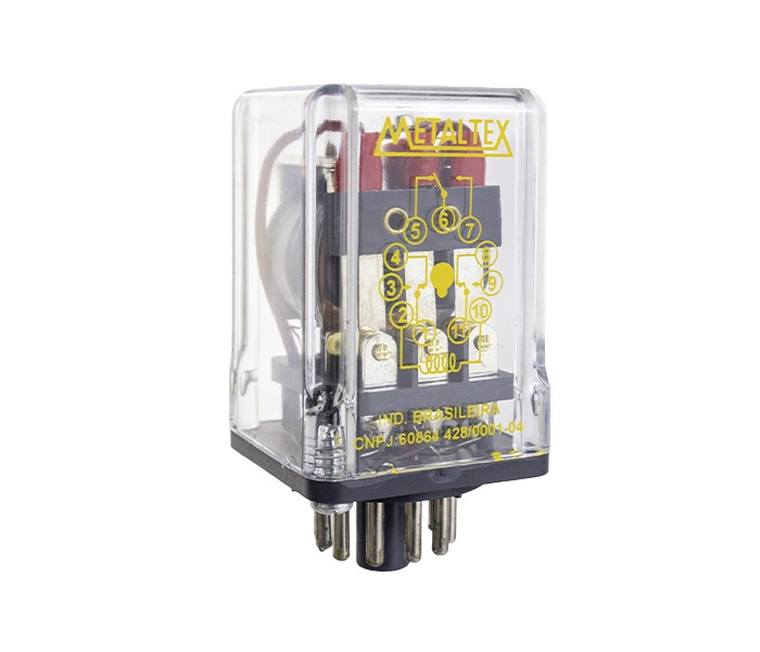 Relés Industrial 3 REV - Bobina de 24VCC - Capacidade 12A - 11 Pinos Plug-in