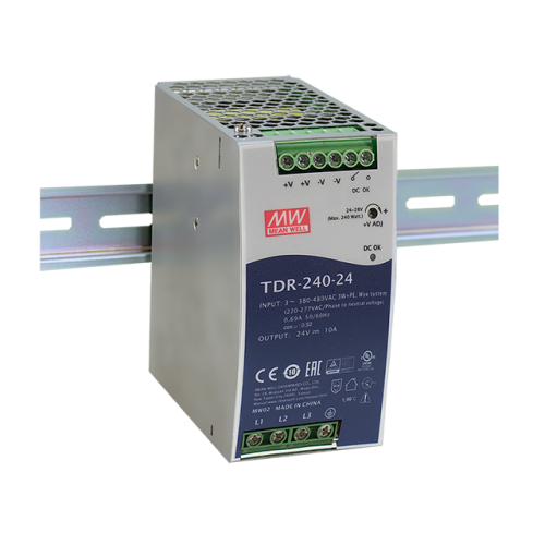 TDR-240 - Fonte de alimentação chaveada 240W  para trilho DIN - Alimentação trifásica