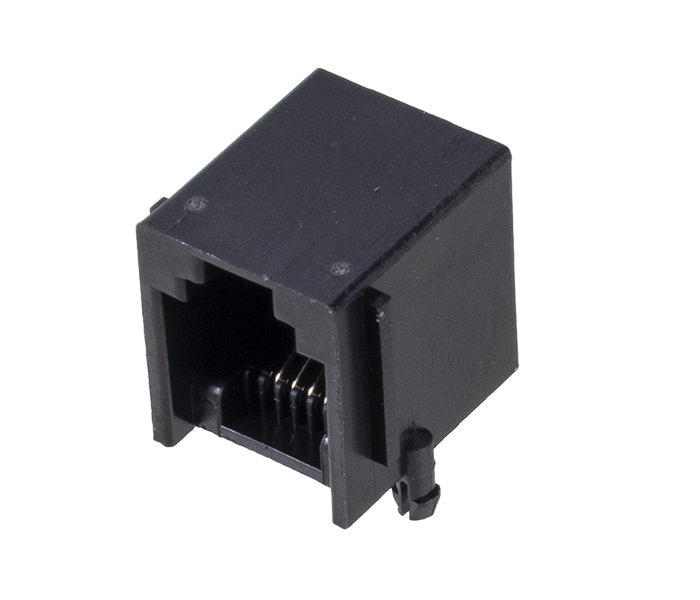 Conector Modular Jack PCB - 6p4c - 90 Graus - Preto